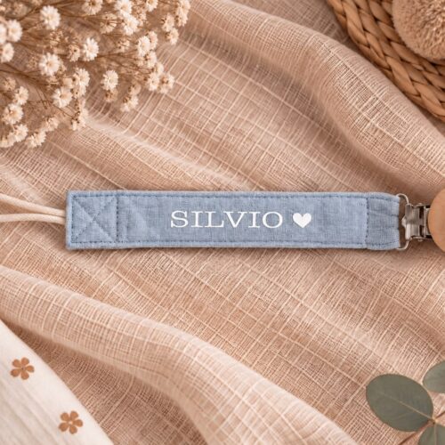 Portaciuccio classico azzurro personalizzato con il nome Silvio