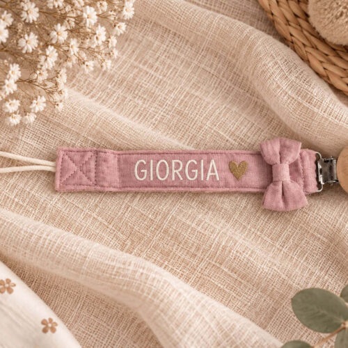 Portaciuccio Personalizzato in Mussola con Clip in Legno