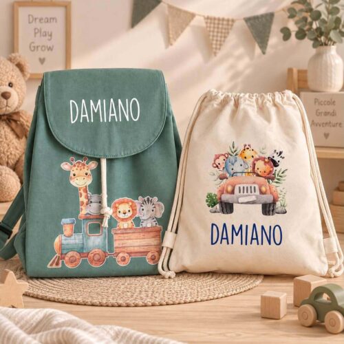 Set Asilo Personalizzato: Zainetto, Sacca e Borraccia